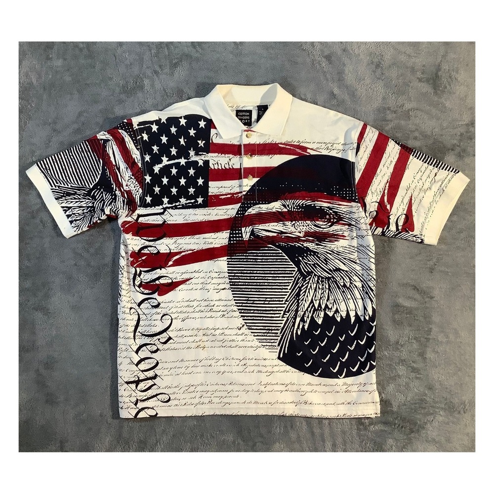 Cotton‎ Traders Men's Patriotic Polo Shirt Size L